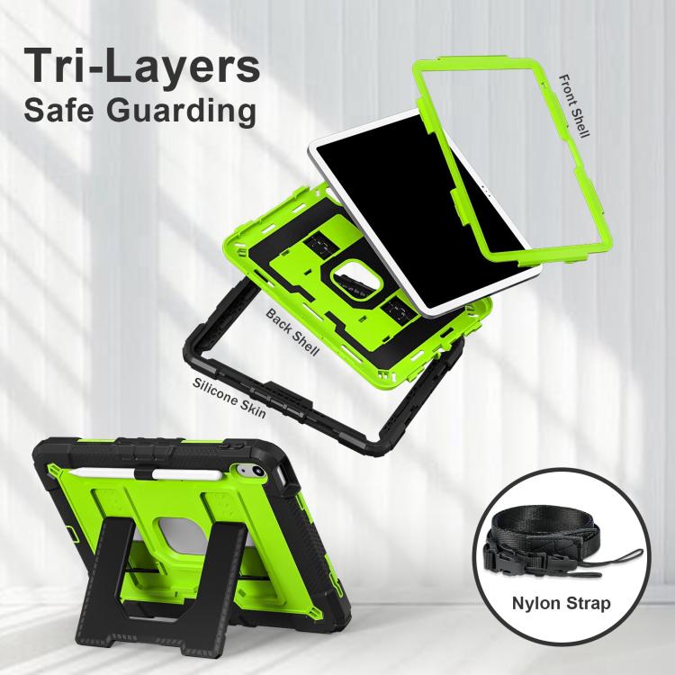 For iPad 2025 / 2022 Big Holder Silicone Hydric PC Tablet Case with Shoulder Strap(Black Olivine) - iPad 2025 / 2022 Cases by buy2fix | Online Shopping UK | buy2fix