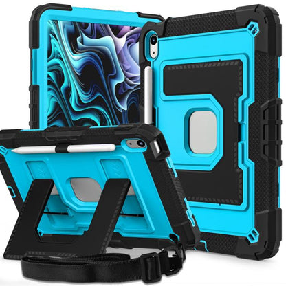 For iPad 2025 / 2022 Big Holder Silicone Hydric PC Tablet Case with Shoulder Strap(Black Blue) - iPad 2025 / 2022 Cases by buy2fix | Online Shopping UK | buy2fix