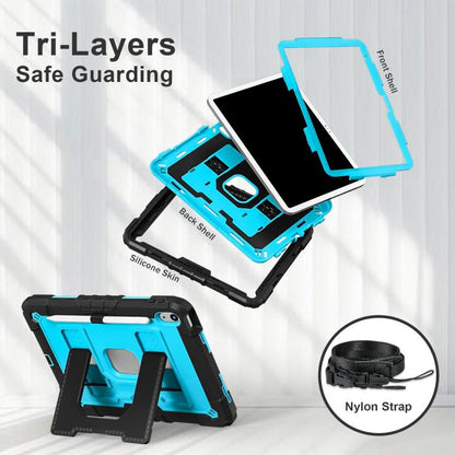 For iPad 2025 / 2022 Big Holder Silicone Hydric PC Tablet Case with Shoulder Strap(Black Blue) - iPad 2025 / 2022 Cases by buy2fix | Online Shopping UK | buy2fix