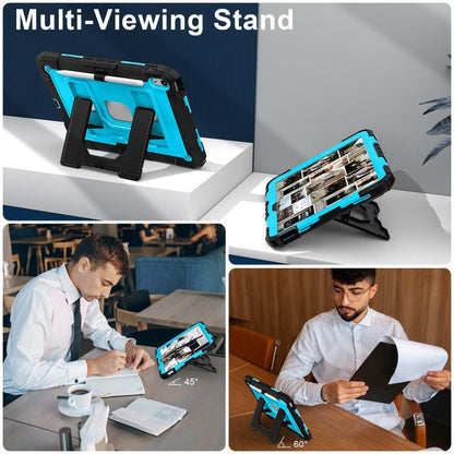 For iPad 2025 / 2022 Big Holder Silicone Hydric PC Tablet Case with Shoulder Strap(Black Blue) - iPad 2025 / 2022 Cases by buy2fix | Online Shopping UK | buy2fix