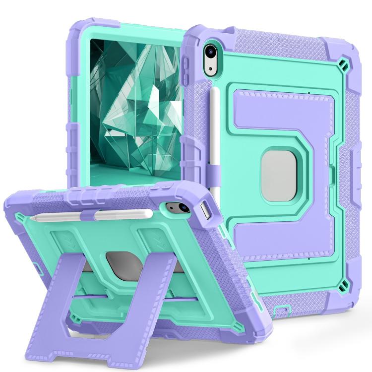 For iPad 2025 / 2022 Big Holder Silicone Hydric PC Tablet Case with Shoulder Strap(Purple Mint) - iPad 2025 / 2022 Cases by buy2fix | Online Shopping UK | buy2fix