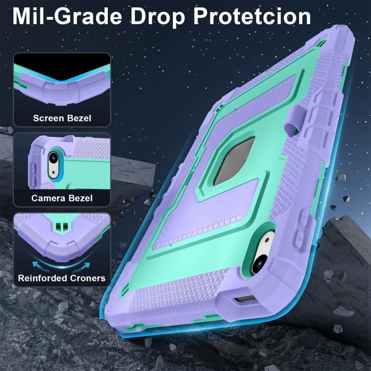 For iPad 2025 / 2022 Big Holder Silicone Hydric PC Tablet Case with Shoulder Strap(Purple Mint) - iPad 2025 / 2022 Cases by buy2fix | Online Shopping UK | buy2fix