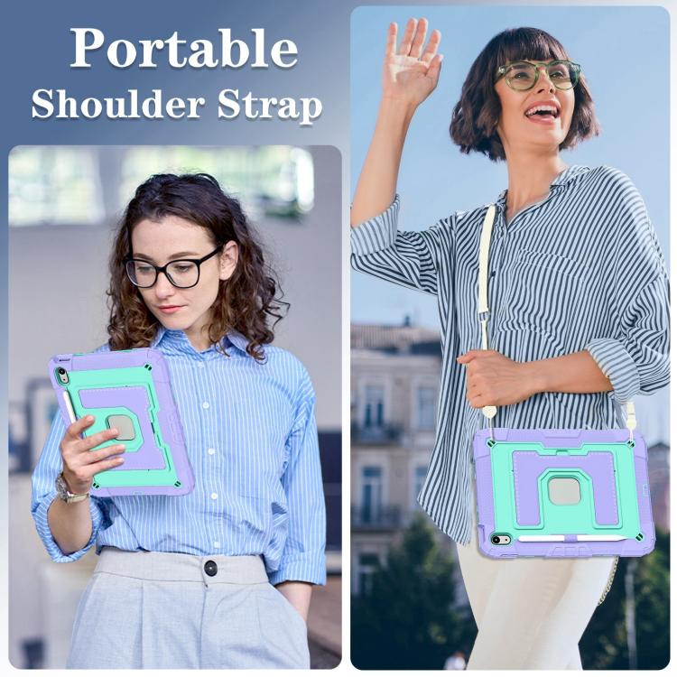 For iPad 2025 / 2022 Big Holder Silicone Hydric PC Tablet Case with Shoulder Strap(Purple Mint) - iPad 2025 / 2022 Cases by buy2fix | Online Shopping UK | buy2fix