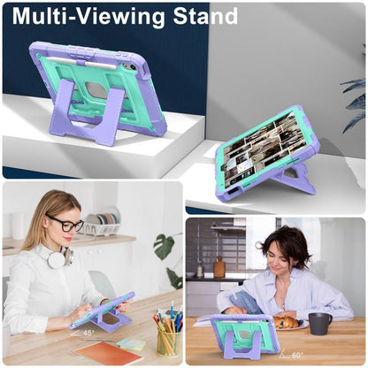 For iPad 2025 / 2022 Big Holder Silicone Hydric PC Tablet Case with Shoulder Strap(Purple Mint) - iPad 2025 / 2022 Cases by buy2fix | Online Shopping UK | buy2fix