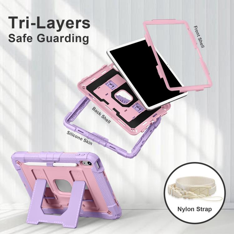 For iPad 2025 / 2022 Big Holder Silicone Hydric PC Tablet Case with Shoulder Strap(Purple Rose Gold) - iPad 2025 / 2022 Cases by buy2fix | Online Shopping UK | buy2fix