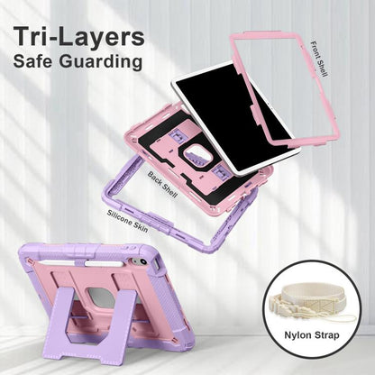 For iPad 2025 / 2022 Big Holder Silicone Hydric PC Tablet Case with Shoulder Strap(Purple Rose Gold) - iPad 2025 / 2022 Cases by buy2fix | Online Shopping UK | buy2fix