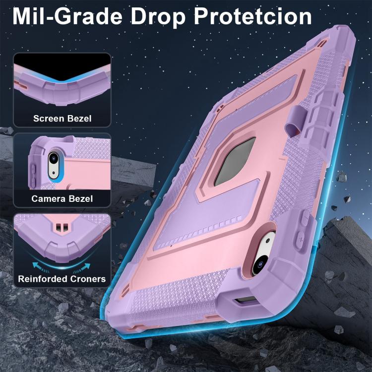 For iPad 2025 / 2022 Big Holder Silicone Hydric PC Tablet Case with Shoulder Strap(Purple Rose Gold) - iPad 2025 / 2022 Cases by buy2fix | Online Shopping UK | buy2fix
