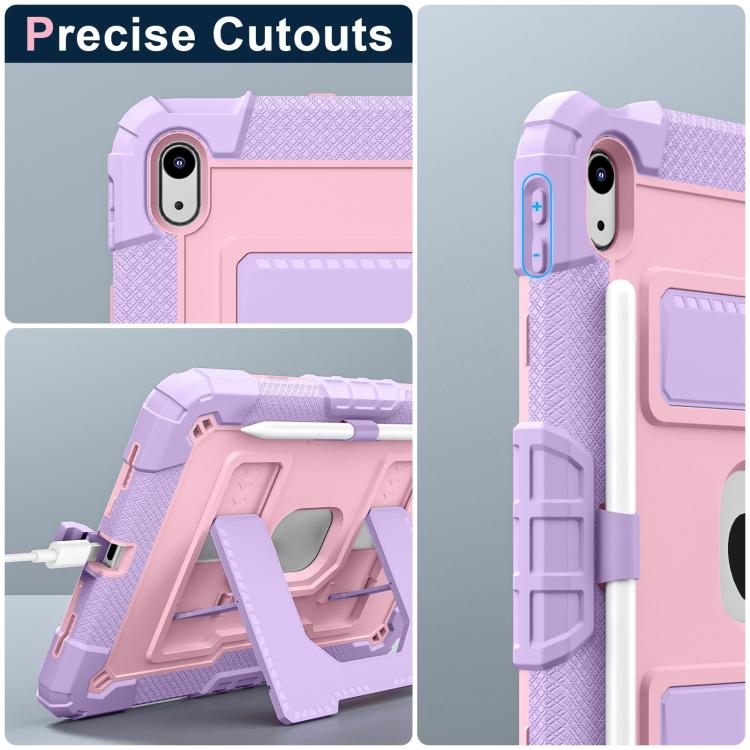 For iPad 2025 / 2022 Big Holder Silicone Hydric PC Tablet Case with Shoulder Strap(Purple Rose Gold) - iPad 2025 / 2022 Cases by buy2fix | Online Shopping UK | buy2fix