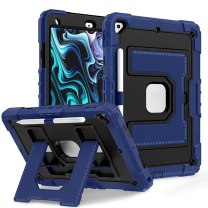 For iPad 10.2 1021 / 10.5 2019 Big Holder Silicone Hydric PC Tablet Case with Shoulder Strap(Navy Black) - iPad 10.2 Cases by buy2fix | Online Shopping UK | buy2fix