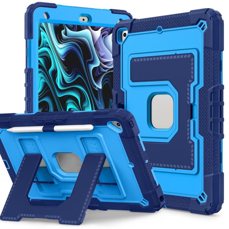 For iPad 10.2 1021 / 10.5 2019 Big Holder Silicone Hydric PC Tablet Case with Shoulder Strap(Navy Blue Blue) - iPad 10.2 Cases by buy2fix | Online Shopping UK | buy2fix