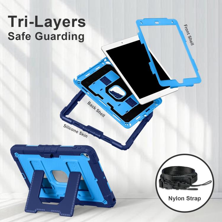 For iPad 10.2 1021 / 10.5 2019 Big Holder Silicone Hydric PC Tablet Case with Shoulder Strap(Navy Blue Blue) - iPad 10.2 Cases by buy2fix | Online Shopping UK | buy2fix
