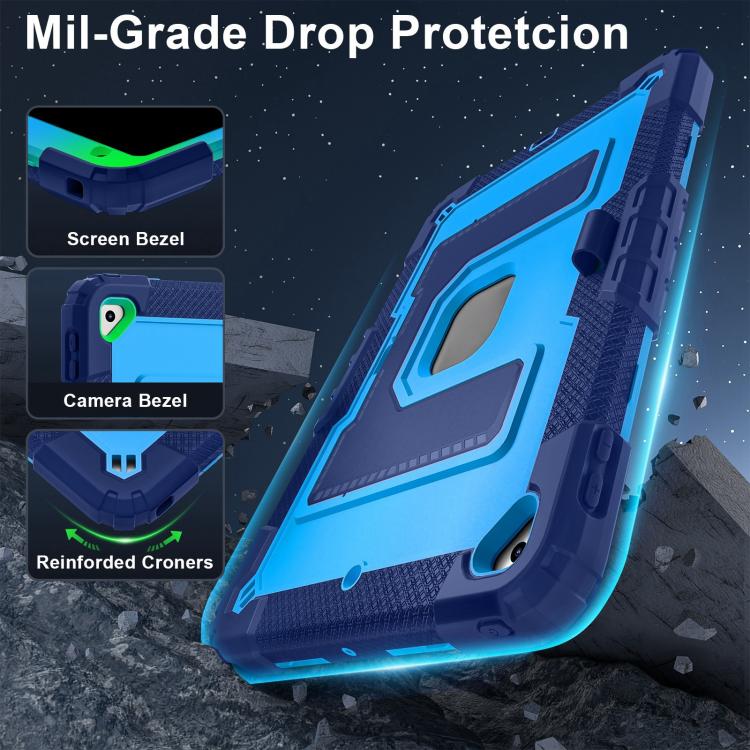 For iPad 10.2 1021 / 10.5 2019 Big Holder Silicone Hydric PC Tablet Case with Shoulder Strap(Navy Blue Blue) - iPad 10.2 Cases by buy2fix | Online Shopping UK | buy2fix