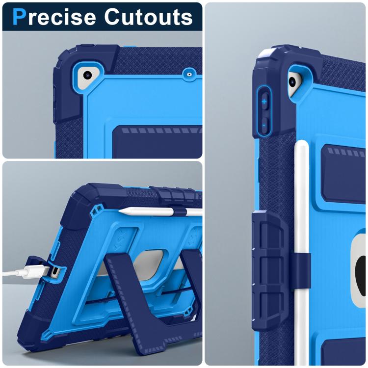 For iPad 10.2 1021 / 10.5 2019 Big Holder Silicone Hydric PC Tablet Case with Shoulder Strap(Navy Blue Blue) - iPad 10.2 Cases by buy2fix | Online Shopping UK | buy2fix