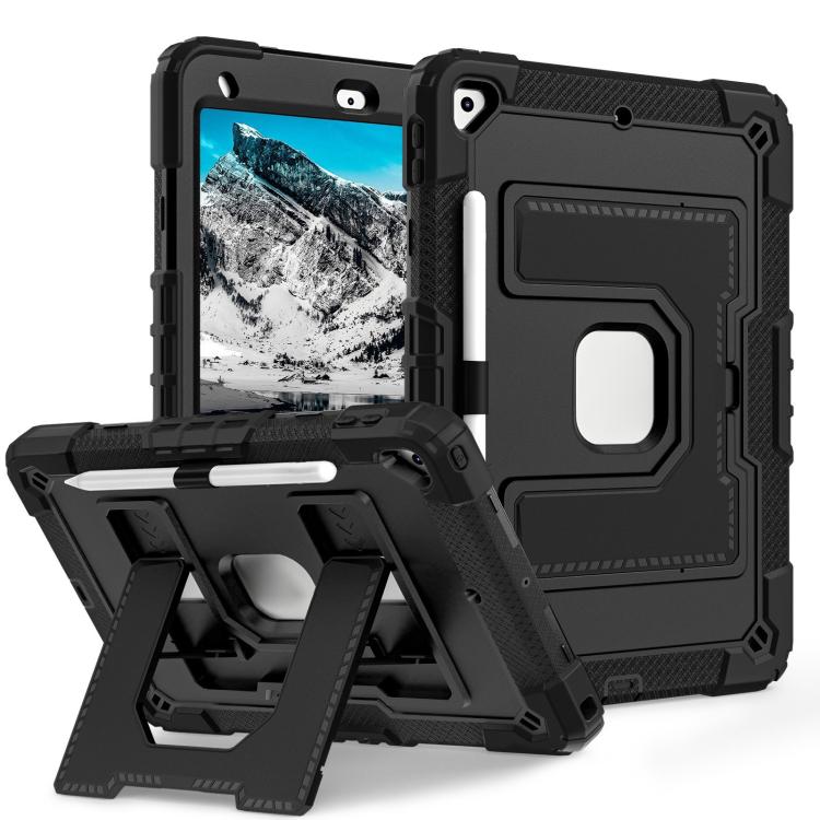 For iPad 10.2 1021 / 10.5 2019 Big Holder Silicone Hydric PC Tablet Case with Shoulder Strap(Black) - iPad 10.2 Cases by buy2fix | Online Shopping UK | buy2fix