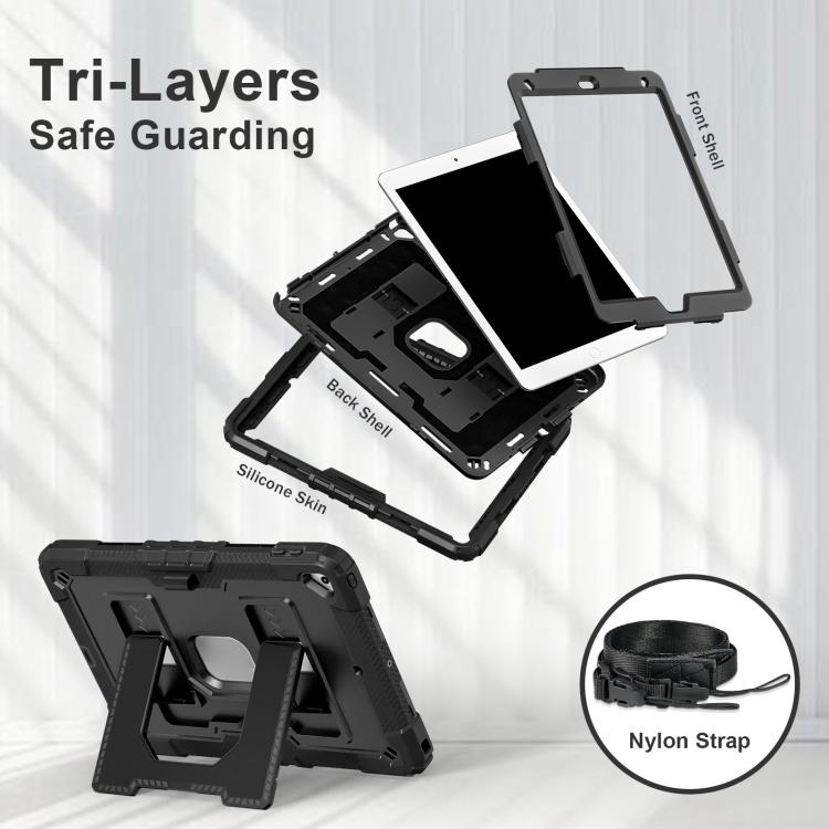 For iPad 10.2 1021 / 10.5 2019 Big Holder Silicone Hydric PC Tablet Case with Shoulder Strap(Black) - iPad 10.2 Cases by buy2fix | Online Shopping UK | buy2fix