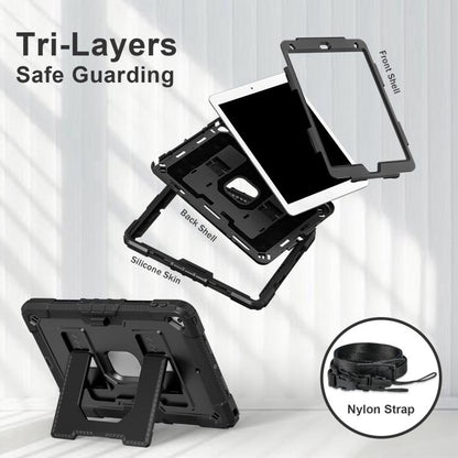 For iPad 10.2 1021 / 10.5 2019 Big Holder Silicone Hydric PC Tablet Case with Shoulder Strap(Black) - iPad 10.2 Cases by buy2fix | Online Shopping UK | buy2fix