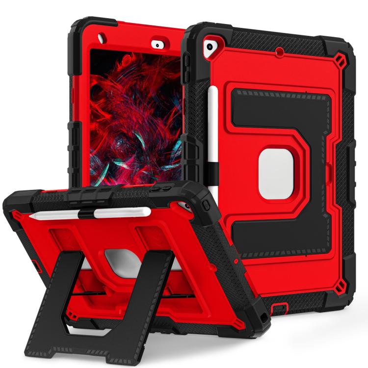 For iPad 10.2 1021 / 10.5 2019 Big Holder Silicone Hydric PC Tablet Case with Shoulder Strap(Black Red) - iPad 10.2 Cases by buy2fix | Online Shopping UK | buy2fix