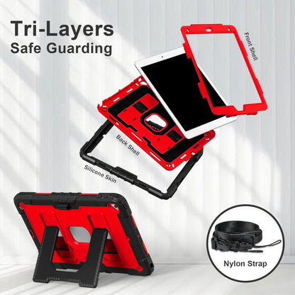 For iPad 10.2 1021 / 10.5 2019 Big Holder Silicone Hydric PC Tablet Case with Shoulder Strap(Black Red) - iPad 10.2 Cases by buy2fix | Online Shopping UK | buy2fix