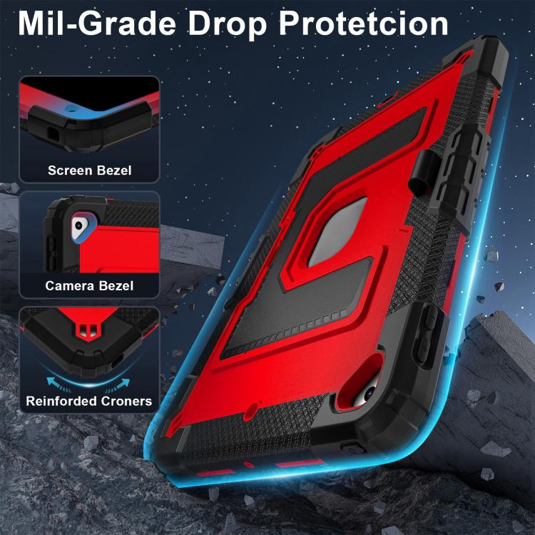 For iPad 10.2 1021 / 10.5 2019 Big Holder Silicone Hydric PC Tablet Case with Shoulder Strap(Black Red) - iPad 10.2 Cases by buy2fix | Online Shopping UK | buy2fix