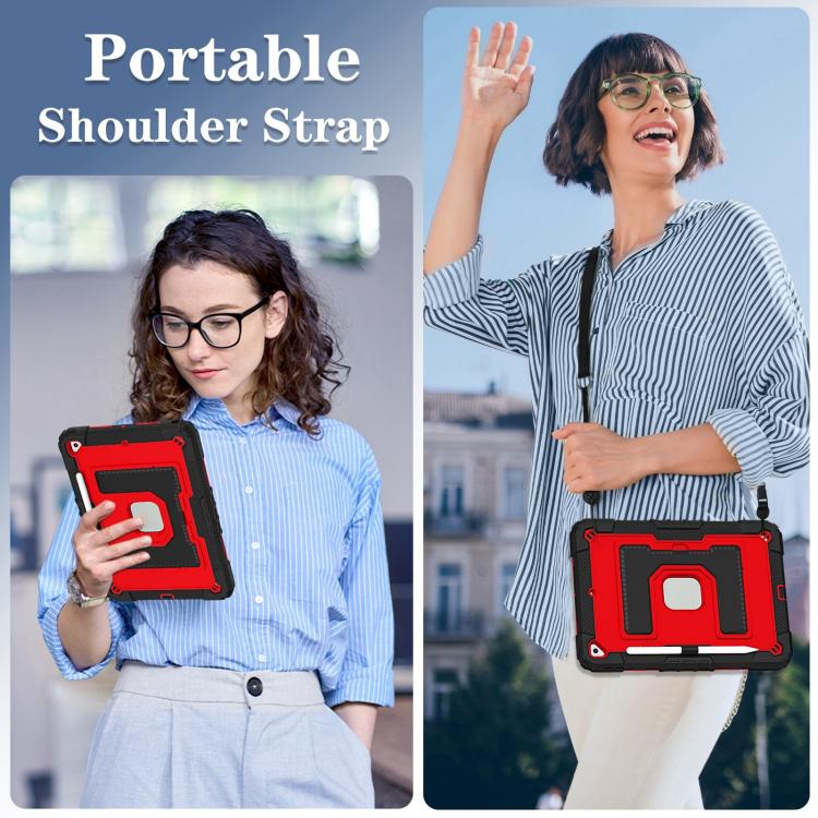 For iPad 10.2 1021 / 10.5 2019 Big Holder Silicone Hydric PC Tablet Case with Shoulder Strap(Black Red) - iPad 10.2 Cases by buy2fix | Online Shopping UK | buy2fix