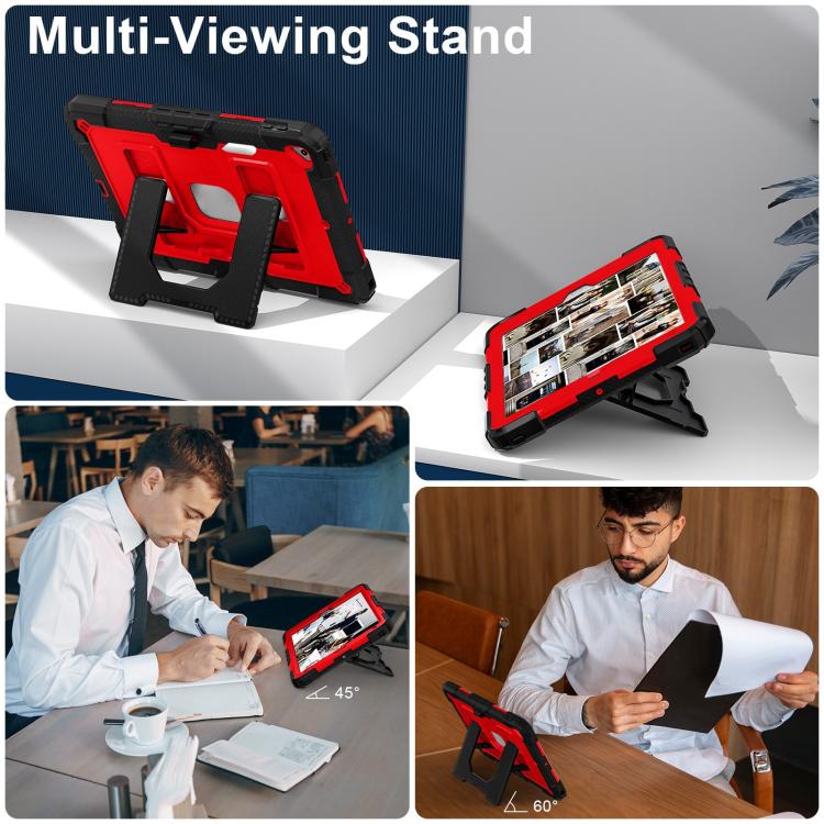 For iPad 10.2 1021 / 10.5 2019 Big Holder Silicone Hydric PC Tablet Case with Shoulder Strap(Black Red) - iPad 10.2 Cases by buy2fix | Online Shopping UK | buy2fix