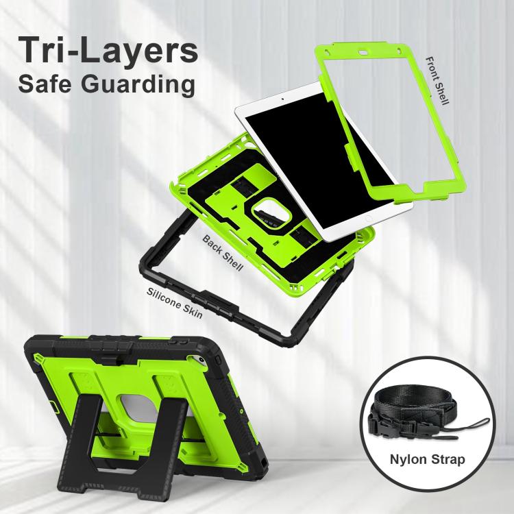 For iPad 10.2 1021 / 10.5 2019 Big Holder Silicone Hydric PC Tablet Case with Shoulder Strap(Black Olivine) - iPad 10.2 Cases by buy2fix | Online Shopping UK | buy2fix