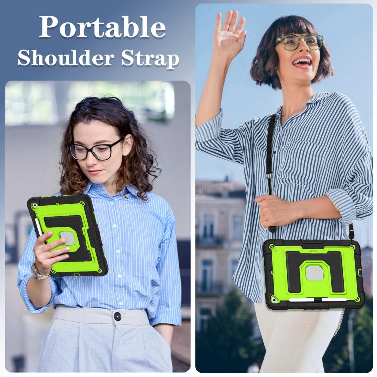 For iPad 10.2 1021 / 10.5 2019 Big Holder Silicone Hydric PC Tablet Case with Shoulder Strap(Black Olivine) - iPad 10.2 Cases by buy2fix | Online Shopping UK | buy2fix