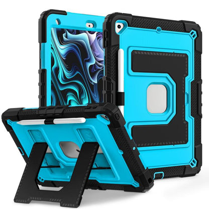 For iPad 10.2 1021 / 10.5 2019 Big Holder Silicone Hydric PC Tablet Case with Shoulder Strap(Black Blue) - iPad 10.2 Cases by buy2fix | Online Shopping UK | buy2fix