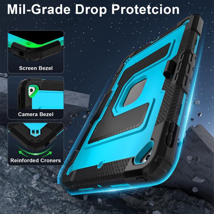 For iPad 10.2 1021 / 10.5 2019 Big Holder Silicone Hydric PC Tablet Case with Shoulder Strap(Black Blue) - iPad 10.2 Cases by buy2fix | Online Shopping UK | buy2fix