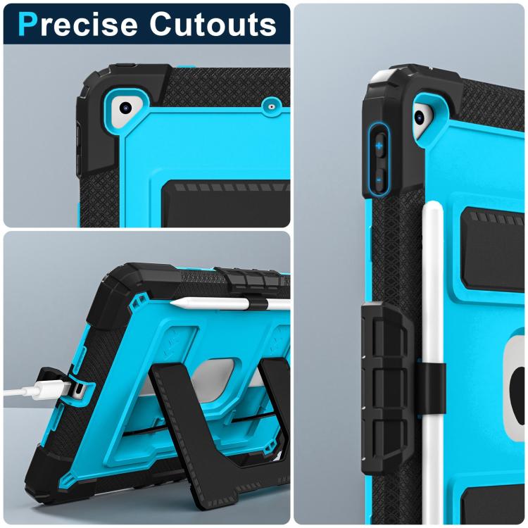 For iPad 10.2 1021 / 10.5 2019 Big Holder Silicone Hydric PC Tablet Case with Shoulder Strap(Black Blue) - iPad 10.2 Cases by buy2fix | Online Shopping UK | buy2fix