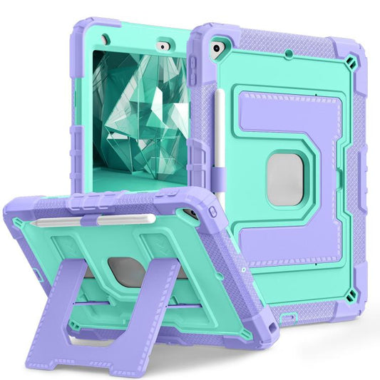 For iPad 10.2 1021 / 10.5 2019 Big Holder Silicone Hydric PC Tablet Case with Shoulder Strap(Purple Mint) - iPad 10.2 Cases by buy2fix | Online Shopping UK | buy2fix