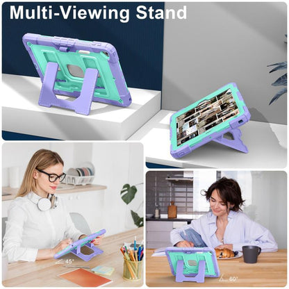 For iPad 10.2 1021 / 10.5 2019 Big Holder Silicone Hydric PC Tablet Case with Shoulder Strap(Purple Mint) - iPad 10.2 Cases by buy2fix | Online Shopping UK | buy2fix