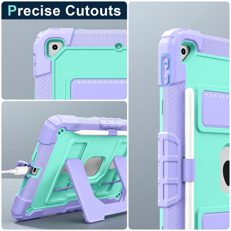 For iPad 10.2 1021 / 10.5 2019 Big Holder Silicone Hydric PC Tablet Case with Shoulder Strap(Purple Mint) - iPad 10.2 Cases by buy2fix | Online Shopping UK | buy2fix