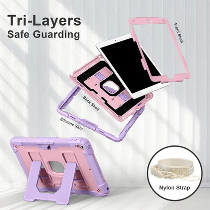 For iPad 10.2 1021 / 10.5 2019 Big Holder Silicone Hydric PC Tablet Case with Shoulder Strap(Purple Rose Gold) - iPad 10.2 Cases by buy2fix | Online Shopping UK | buy2fix