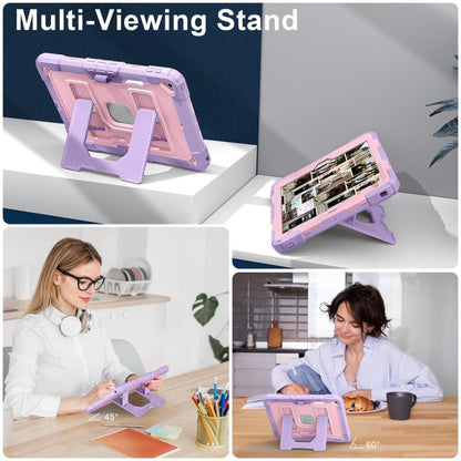 For iPad 10.2 1021 / 10.5 2019 Big Holder Silicone Hydric PC Tablet Case with Shoulder Strap(Purple Rose Gold) - iPad 10.2 Cases by buy2fix | Online Shopping UK | buy2fix