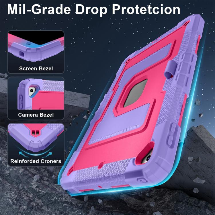 For iPad 10.2 1021 / 10.5 2019 Big Holder Silicone Hydric PC Tablet Case with Shoulder Strap(Purple Rose Red) - iPad 10.2 Cases by buy2fix | Online Shopping UK | buy2fix