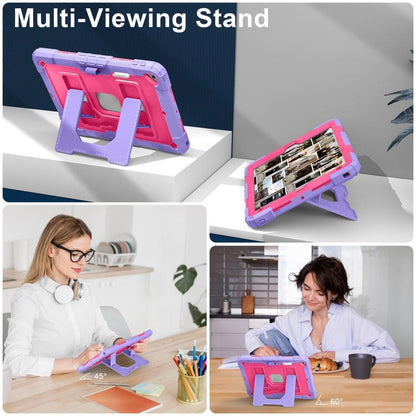 For iPad 10.2 1021 / 10.5 2019 Big Holder Silicone Hydric PC Tablet Case with Shoulder Strap(Purple Rose Red) - iPad 10.2 Cases by buy2fix | Online Shopping UK | buy2fix