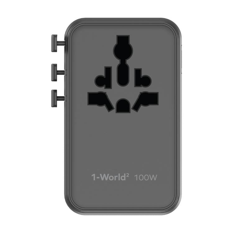 MOMAX UA23 1-World 2 4-Port Mini Universal Travel GaN Charger 100W with Dual AC(Black) - Plug Adaptor by MOMAX | Online Shopping UK | buy2fix