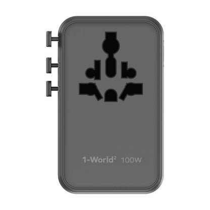MOMAX UA23 1-World 2 4-Port Mini Universal Travel GaN Charger 100W with Dual AC(Black) - Plug Adaptor by MOMAX | Online Shopping UK | buy2fix