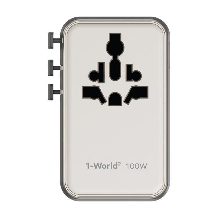 MOMAX UA23 1-World 2 4-Port Mini Universal Travel GaN Charger 100W with Dual AC(Titanium) - Plug Adaptor by MOMAX | Online Shopping UK | buy2fix