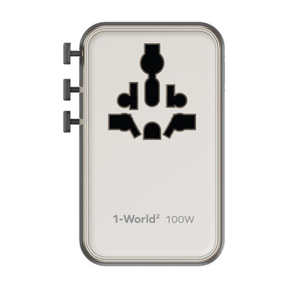 MOMAX UA23 1-World 2 4-Port Mini Universal Travel GaN Charger 100W with Dual AC(Titanium) - Plug Adaptor by MOMAX | Online Shopping UK | buy2fix