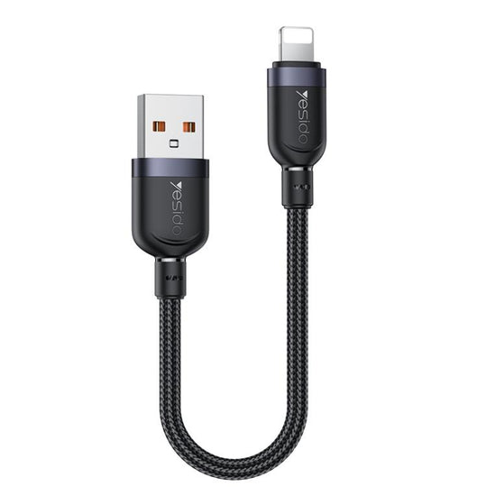 Yesido CA131L 12W 2.4A USB to 8 Pin Charging Data Cable, Length:0.3m(Black)