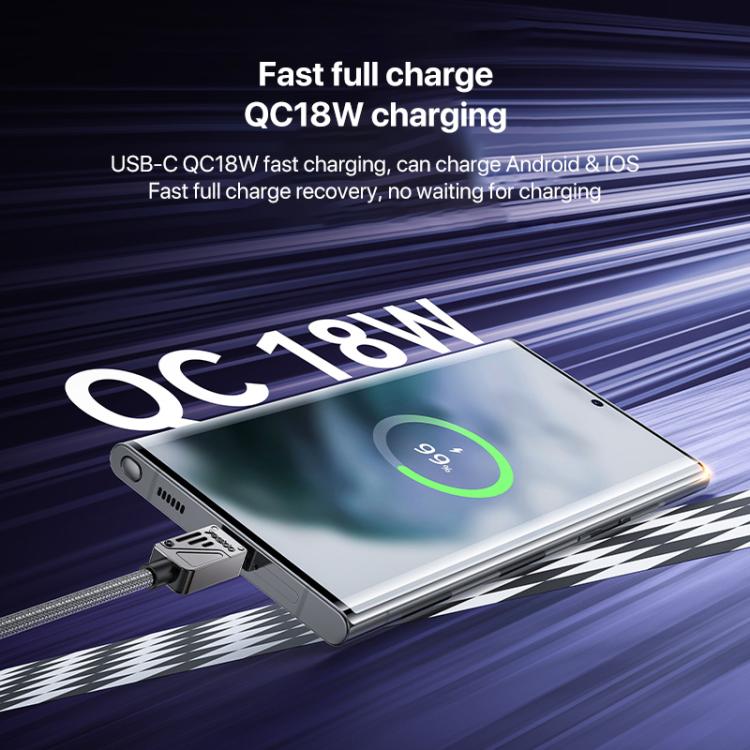 Yesido CA135C 18W 3A USB to USB-C / Type-C Zinc Alloy Data Cable, Length:1.2m(Black) - USB-C & Type-C Cable by Yesido | Online Shopping UK | buy2fix