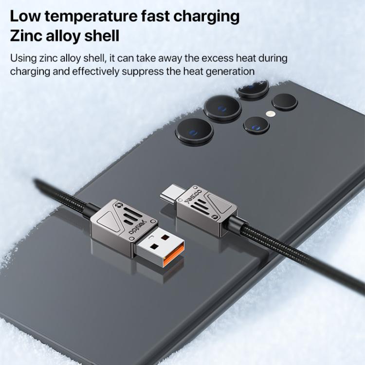 Yesido CA135C 18W 3A USB to USB-C / Type-C Zinc Alloy Data Cable, Length:1.2m(Black) - USB-C & Type-C Cable by Yesido | Online Shopping UK | buy2fix