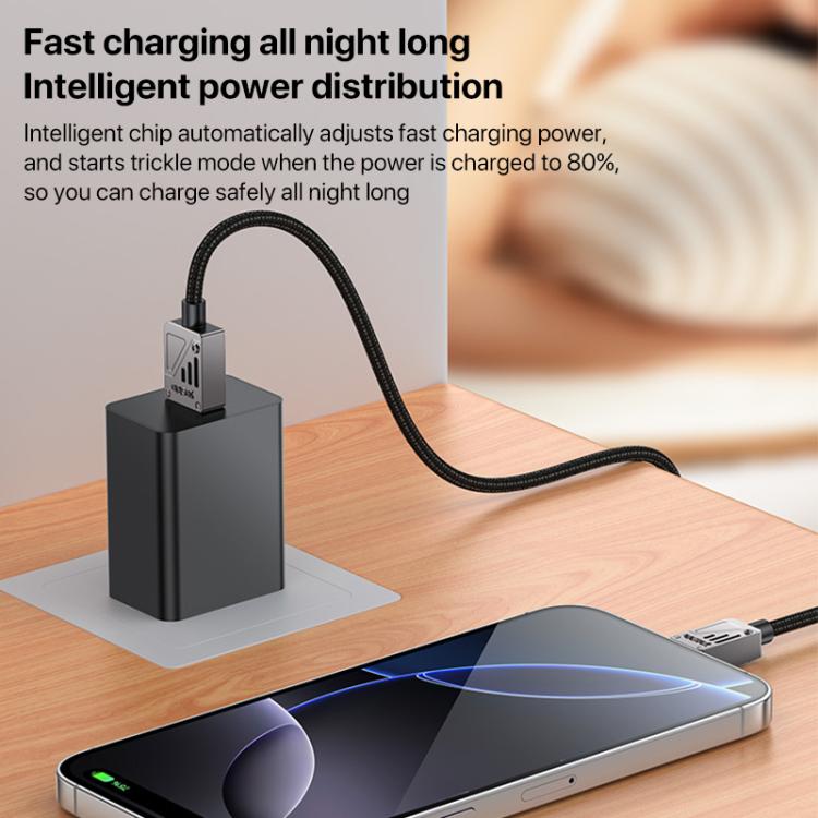 Yesido CA135C 18W 3A USB to USB-C / Type-C Zinc Alloy Data Cable, Length:1.2m(Black) - USB-C & Type-C Cable by Yesido | Online Shopping UK | buy2fix