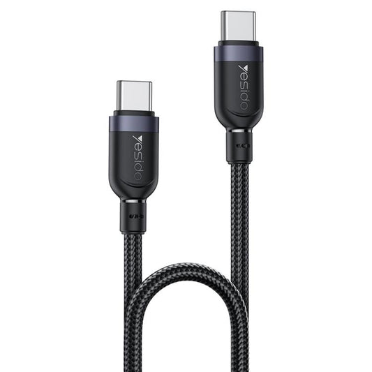 Yesido CA190 60W 3A USB-C / Type-C to Type-C Charging Data Cable, Length:1.2m(Black) - USB-C & Type-C Cable by Yesido | Online Shopping UK | buy2fix