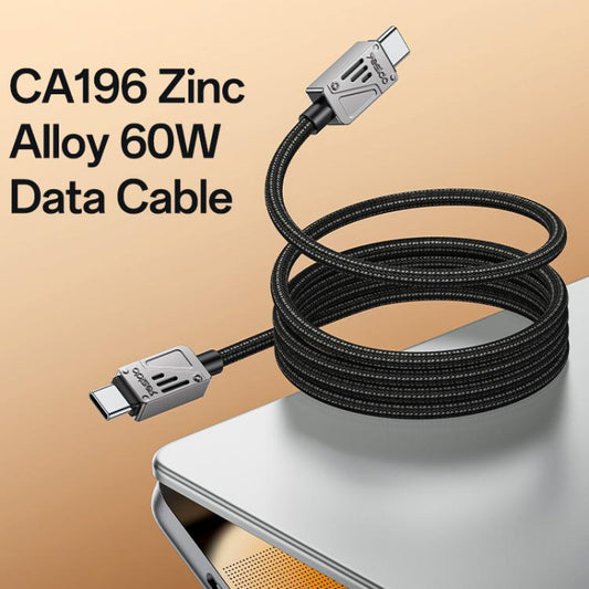 Yesido CA196 60W 3A USB-C / Type-C to Type-C Zinc Alloy Data Cable, Length:1.2m(Black) - USB-C & Type-C Cable by Yesido | Online Shopping UK | buy2fix