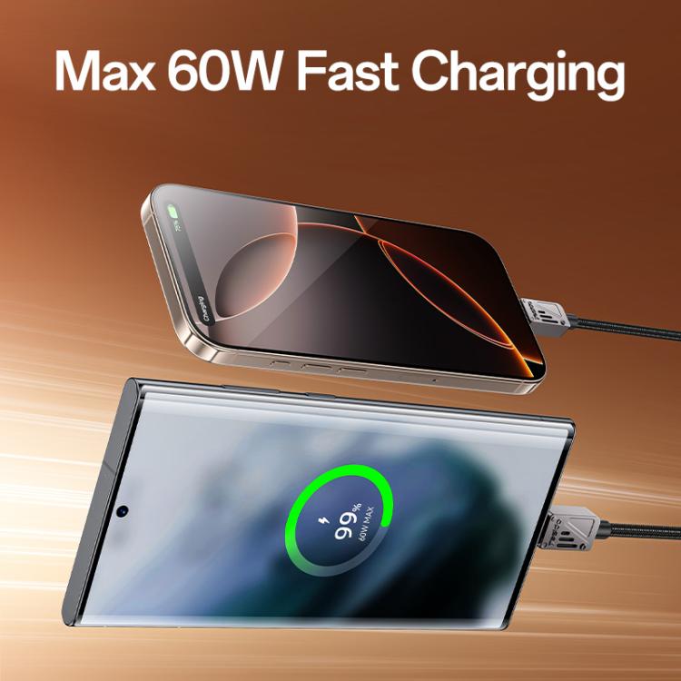 Yesido CA196 60W 3A USB-C / Type-C to Type-C Zinc Alloy Data Cable, Length:1.2m(Black) - USB-C & Type-C Cable by Yesido | Online Shopping UK | buy2fix