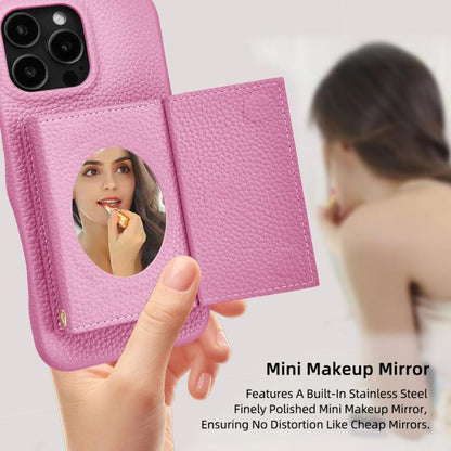 For iPhone 16 Plus Litchi Texture Horizontal Card Bag Holder Phone Case with Long Lanyard(Pink) - iPhone 16 Plus Cases by buy2fix | Online Shopping UK | buy2fix