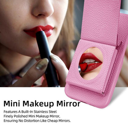 For iPhone 15 Pro Max Litchi Texture Vertical Card Bag Holder Phone Case with Long Lanyard(Pink) - iPhone 15 Pro Max Cases by buy2fix | Online Shopping UK | buy2fix